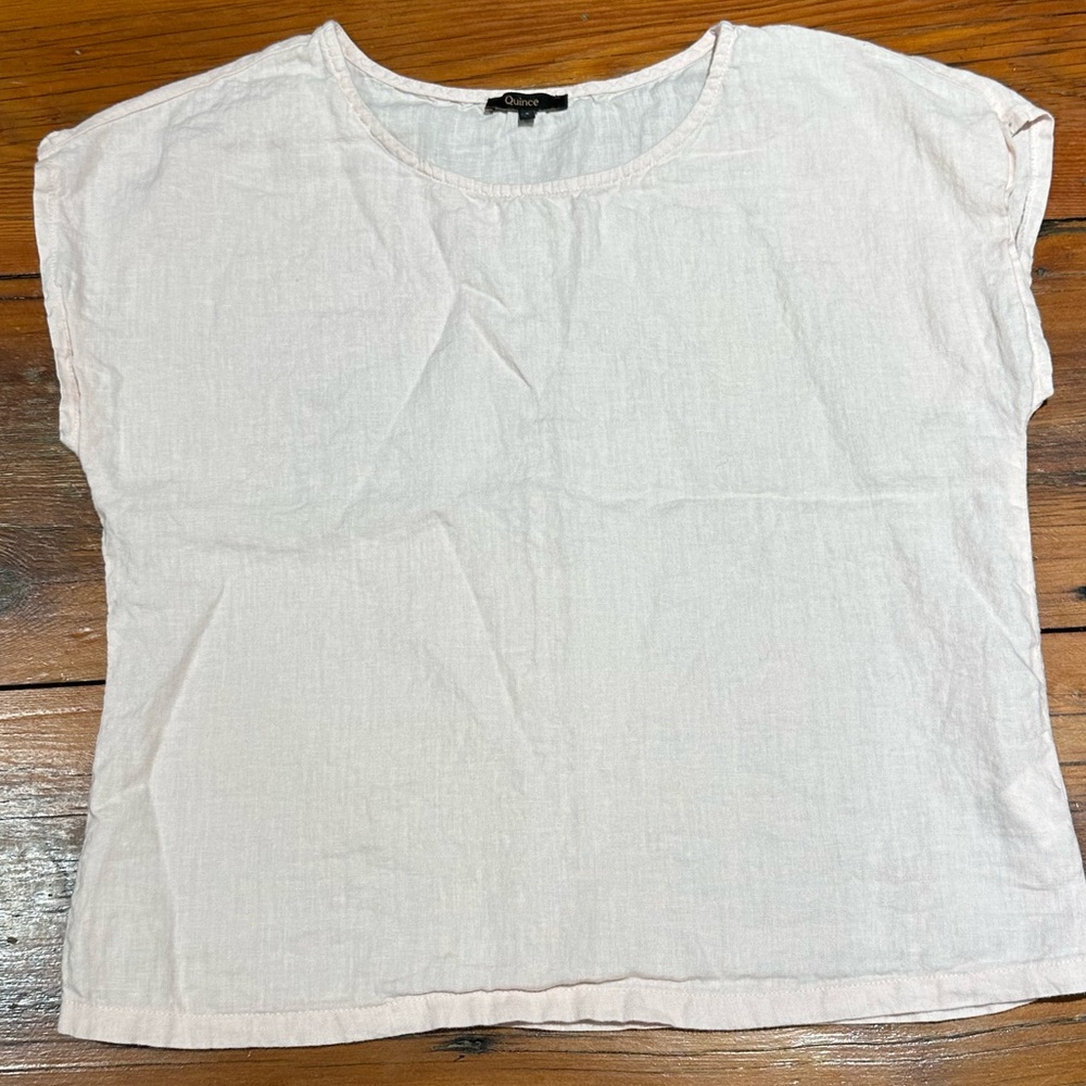 Quince Linen Tee, Pink, Women's Small